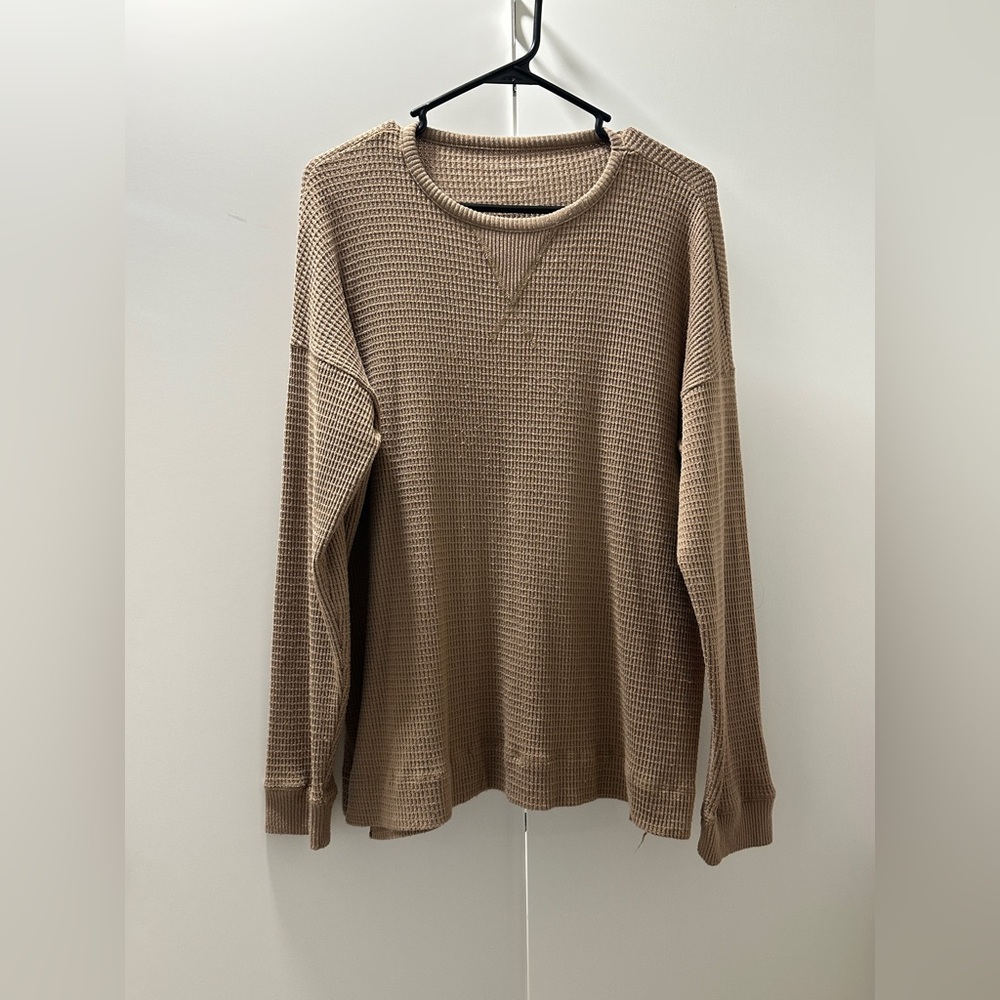 American Eagle Tan Waffle Knit Sweater